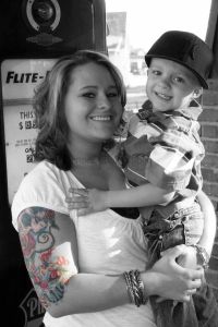 mother son tattoos family child outdoor portrait